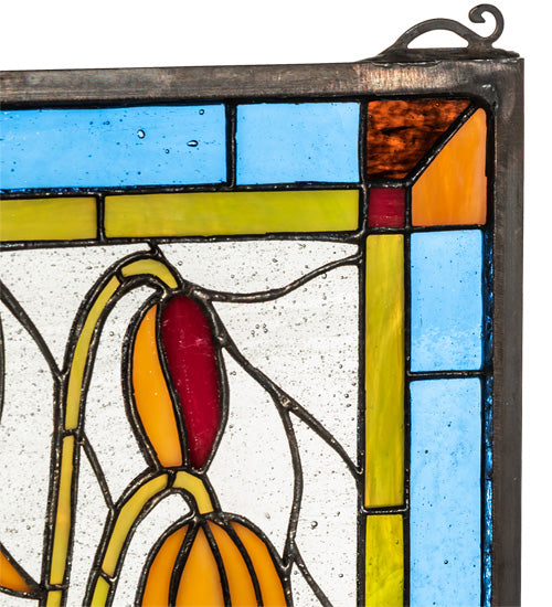 Meyda Tiffany Trumpet Lily Stained Glass Window - Stained Glass Trumpet Lily Stained Glass Window Closeup