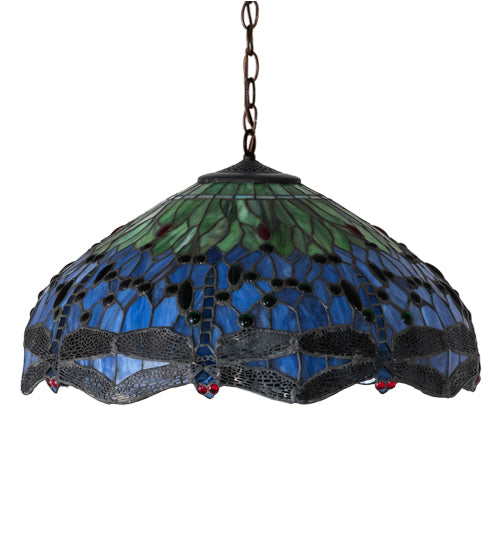Meyda Tiffany Hanging Head Dragonfly Pendant - Stained Glass Hanging Head Dragonfly Pendant Turned Off