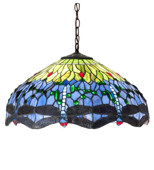 Meyda Tiffany Hanging Head Dragonfly Pendant - Stained Glass Hanging Head Dragonfly Pendant Turned On