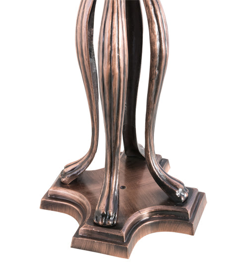 Meyda Tiffany Trillium and Violet Table Lamp - Stained Glass Trillium and Violet Table Lamp Base Closeup