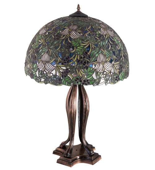 Meyda Tiffany Trillium and Violet Table Lamp - Stained Glass Trillium and Violet Table Lamp Turned Off