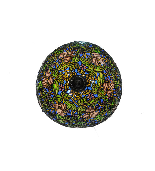 Meyda Tiffany Trillium and Violet Inverted Pendant - Stained Glass Trillium and Violet Inverted Pendant Bottom View
