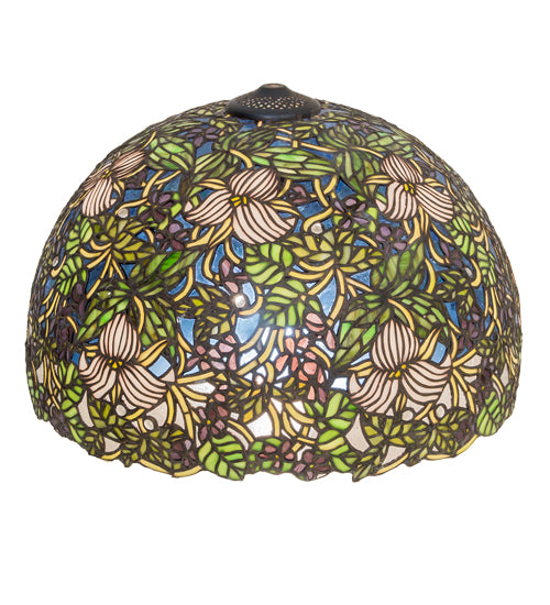 Meyda Tiffany Trillium and Violet Inverted Pendant - Stained Glass Trillium and Violet Inverted Pendant Shade
