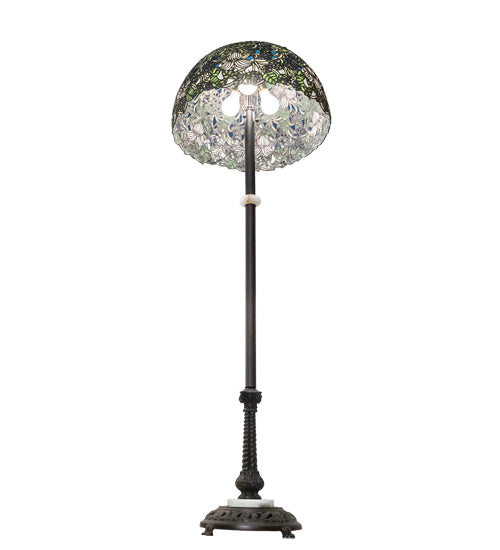 Meyda Tiffany Trillium and Violet Floor Lamp - Stained Glass Trillium and Violet Floor Lamp Bulb View