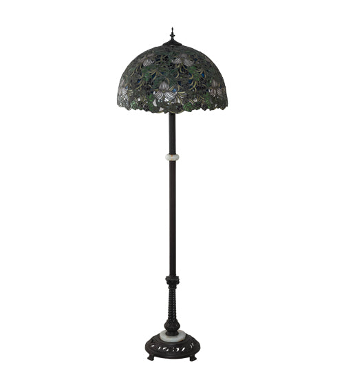 Meyda Tiffany Trillium and Violet Floor Lamp - Stained Glass Trillium and Violet Floor Lamp Turned Off