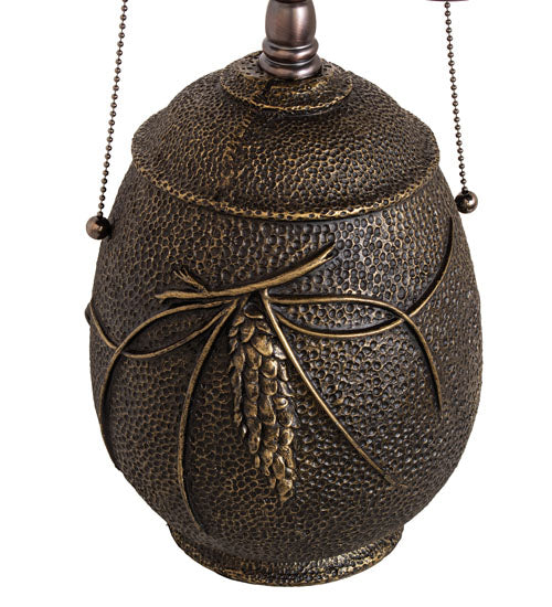 Meyda Tiffany Pinecone Ridge Table Lamp - Stained Glass Pinecone Ridge Table Lamp Base Closeup