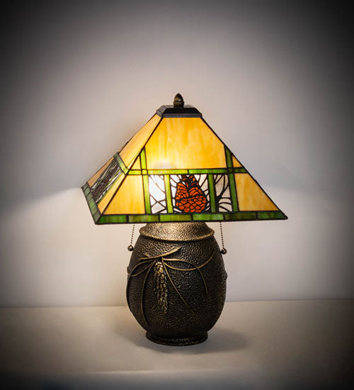 Meyda Tiffany Pinecone Ridge Table Lamp - Stained Glass Pinecone Ridge Table Lamp Room Setting