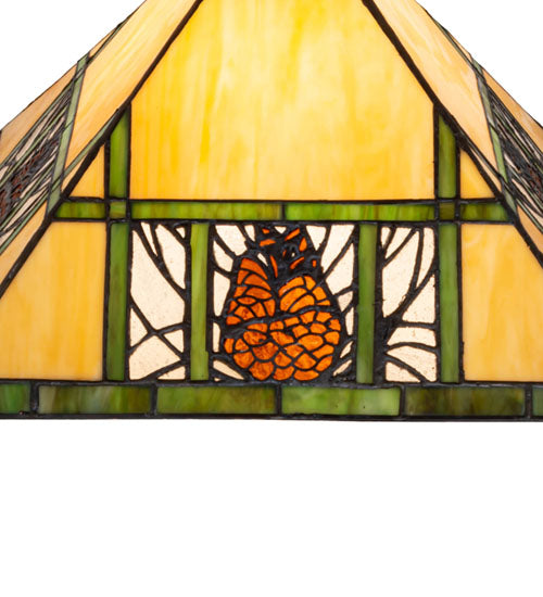 Meyda Tiffany Pinecone Ridge Table Lamp - Stained Glass Pinecone Ridge Table Lamp Shade Closeup