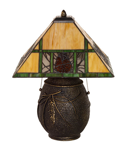 Meyda Tiffany Pinecone Ridge Table Lamp - Stained Glass Pinecone Ridge Table Lamp Turned Off