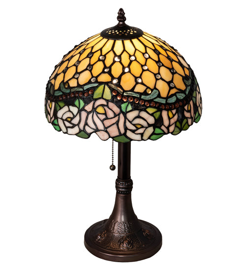 Meyda Tiffany Jeweled Rose Table Lamp - Stained Glass Jeweled Rose Table Lamp Top View