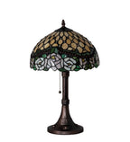 Meyda Tiffany Jeweled Rose Table Lamp - Stained Glass Jeweled Rose Table Lamp Turned Off