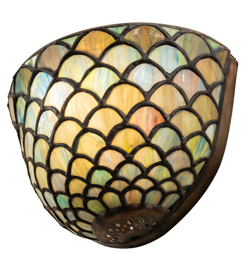Meyda Tiffany Variegated Fishscale Wall Sconce - Stained Glass Variegated Fishscale Wall Sconce Upwards View