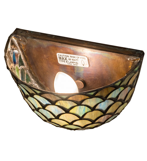 Meyda Tiffany Variegated Fishscale Wall Sconce - Stained Glass Variegated Fishscale Wall Sconce Bulb View