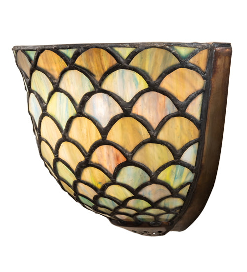 Meyda Tiffany Variegated Fishscale Wall Sconce - Stained Glass Variegated Fishscale Wall Sconce Side View