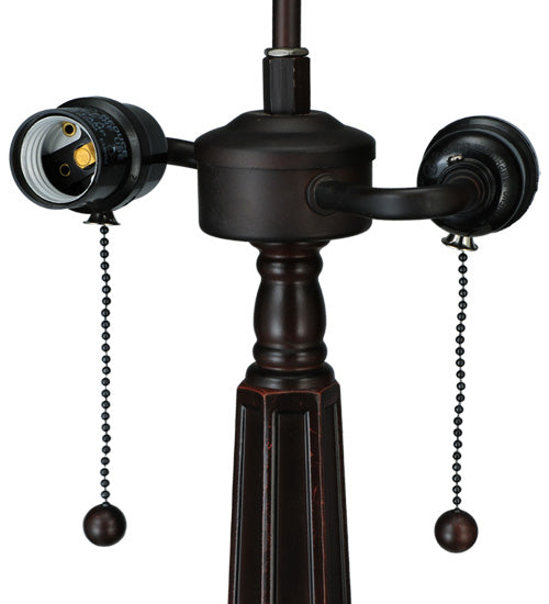 Meyda Tiffany Cross-Hairs Table Lamp - Stained Glass Cross-Hairs Table Lamp Base Closeup