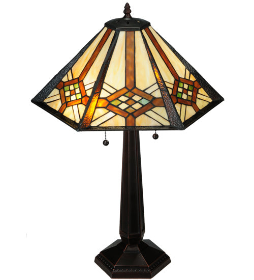 Meyda Tiffany Cross-Hairs Table Lamp - Stained Glass Cross-Hairs Table Lamp Top View