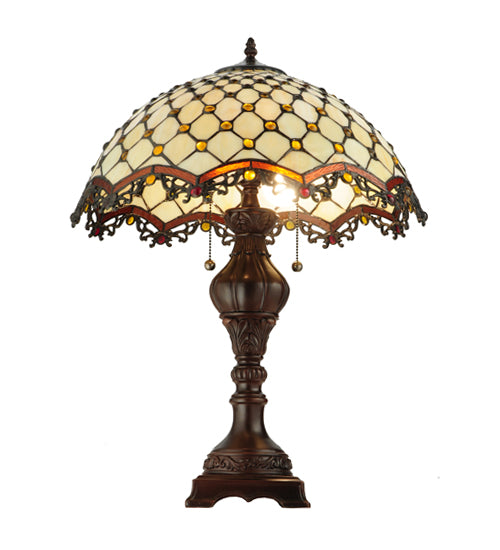 Meyda Tiffany Jeweled Katherine Table Lamp - Stained Glass Jeweled Katherine Table Lamp Bulb View
