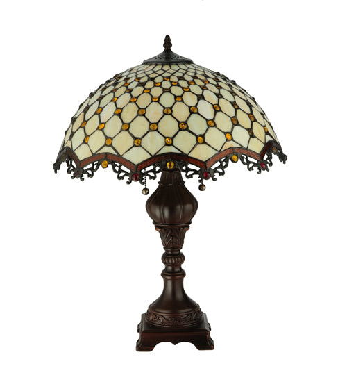 Meyda Tiffany Jeweled Katherine Table Lamp - Stained Glass Jeweled Katherine Table Lamp Turned Off