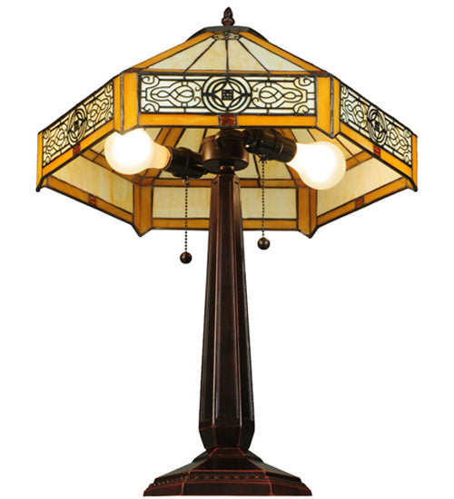 Meyda Tiffany Peaches Table Lamp - Stained Glass Peaches Table Lamp Bulb View