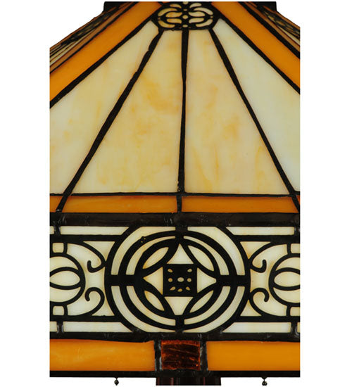 Meyda Tiffany Peaches Table Lamp - Stained Glass Peaches Table Lamp Shade Closeup