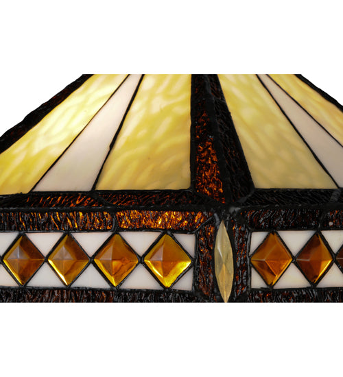 Meyda Tiffany Diamond Mission Table Lamp - Stained Glass Diamond Mission Table Lamp Shade Closeup