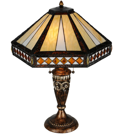Meyda Tiffany Diamond Mission Table Lamp - Stained Glass Diamond Mission Table Lamp Top View