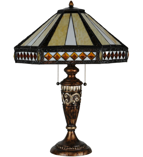 Meyda Tiffany Diamond Mission Table Lamp - Stained Glass Diamond Mission Table Lamp Turned Off