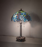 Meyda Tiffany Blue Wisteria Table Lamp - Stained Glass Blue Wisteria Table Lamp Room Setting