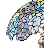 Meyda Tiffany Blue Wisteria Table Lamp - Stained Glass Blue Wisteria Table Lamp Shade Closeup