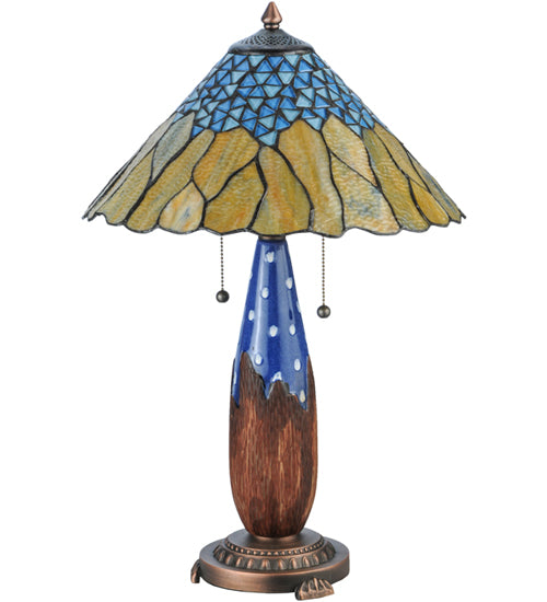 Meyda Tiffany Cristal Azul Table Lamp - Stained Glass Cristal Azul Table Lamp Turned Off