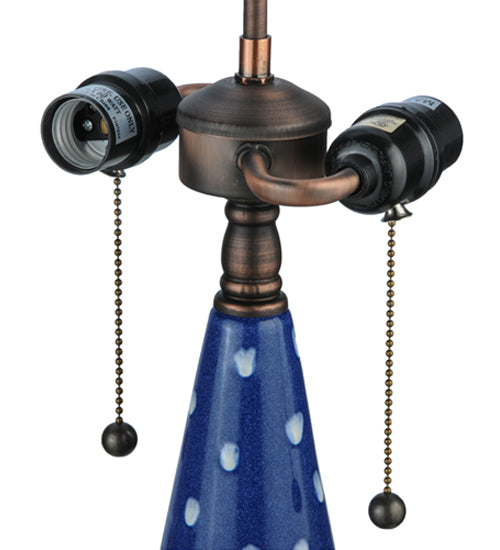 Meyda Tiffany Cristal Azul Table Lamp - Stained Glass Cristal Azul Table Lamp Base Closeup