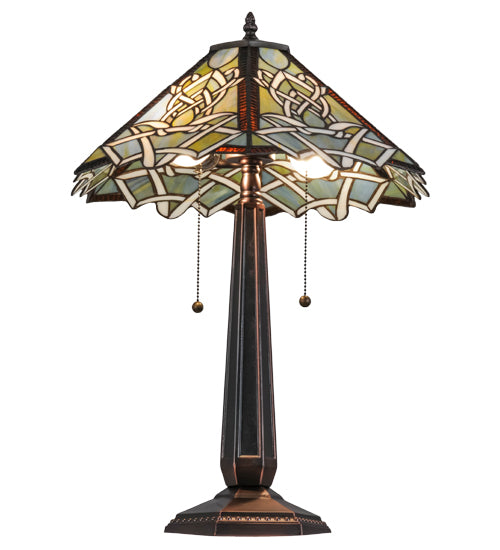 Meyda Tiffany Glasgow Table Lamp - Stained Glass Glasgow Table Lamp Bulb View