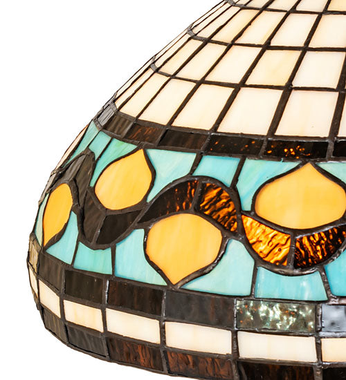 Meyda Tiffany Golden Acorn Table Lamp - Stained Glass Golden Acorn Table Lamp Shade Closeup