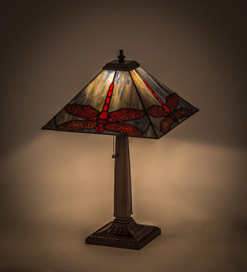 Meyda Tiffany Prairie Dragonfly Table Lamp - Stained Glass Prairie Dragonfly Table Lamp Room Setting
