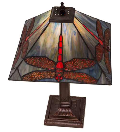 Meyda Tiffany Prairie Dragonfly Table Lamp - Stained Glass Prairie Dragonfly Table Lamp Top View