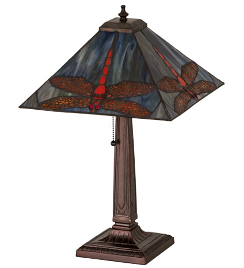 Meyda Tiffany Prairie Dragonfly Table Lamp - Stained Glass Prairie Dragonfly Table Lamp Turned Off