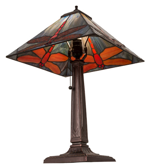 Meyda Tiffany Prairie Dragonfly Table Lamp - Stained Glass Prairie Dragonfly Table Lamp Upwards View