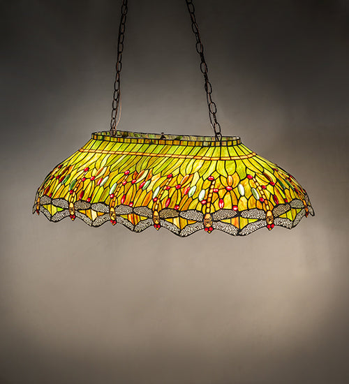 Meyda Tiffany Hanging Head Dragonfly 40" Billiards Lamp - Stained Glass Hanging Head Dragonfly 40" Billiards Lamp Room Setting