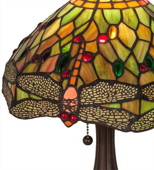 Meyda Tiffany Hanging Head Dragonfly 18" Accent Lamp - Stained Glass Hanging Head Dragonfly 18" Accent Lamp Shade Closeup
