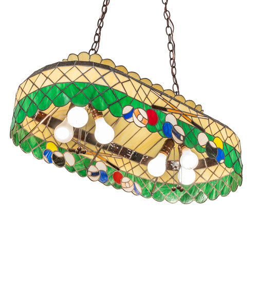 Meyda Tiffany Green 32" Billiards Lamp - Stained Glass Green 32" Billiards Lamp Bulb View
