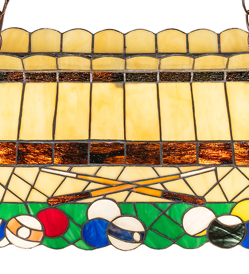 Meyda Tiffany Green 32" Billiards Lamp - Stained Glass Green 32" Billiards Lamp Shade Closeup