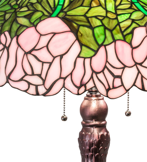 Meyda Tiffany Cabbage Rose Table Lamp - Stained Glass Cabbage Rose Table Lamp Shade Closeup