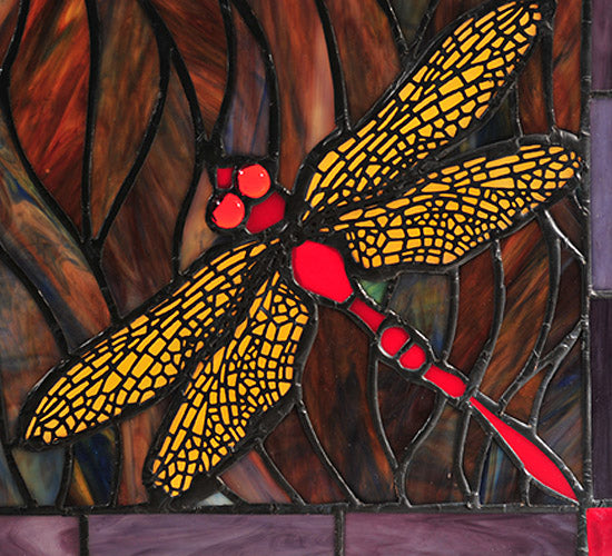 Meyda Tiffany Dragonfly Stained Glass Window - Stained Glass Dragonfly Stained Glass Window Closeup