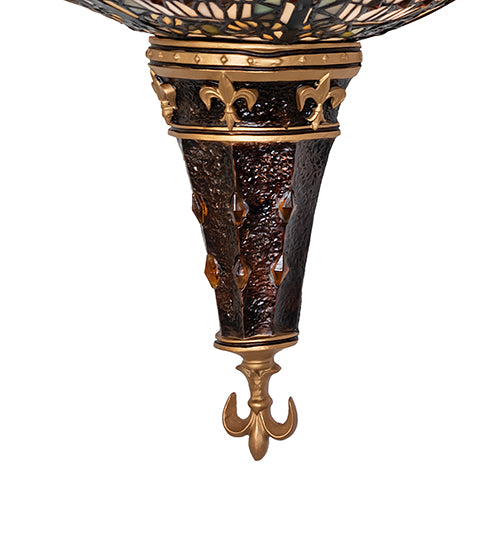 Meyda Tiffany Fleur-de-lis Art Glass Wall Sconce - Large - Stained Glass Fleur-de-lis Art Glass Wall Sconce - Large Closeup