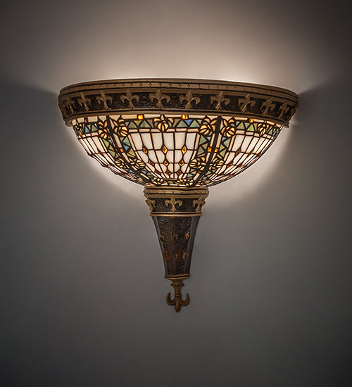 Meyda Tiffany Fleur-de-lis Art Glass Wall Sconce - Large - Stained Glass Fleur-de-lis Art Glass Wall Sconce - Large Room Setting