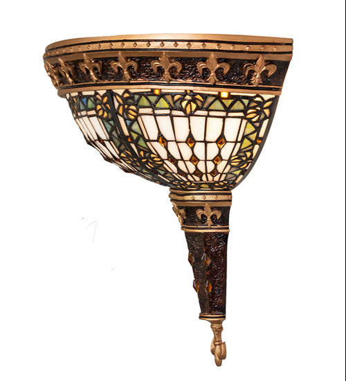 Meyda Tiffany Fleur-de-lis Art Glass Wall Sconce - Large - Stained Glass Fleur-de-lis Art Glass Wall Sconce - Large Side View