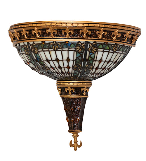 Meyda Tiffany Fleur-de-lis Art Glass Wall Sconce - Large - Stained Glass Fleur-de-lis Art Glass Wall Sconce - Large Turned Off