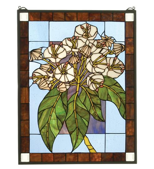 Meyda Tiffany Mountain Laurel Art Glass Window - Stained Glass Mountain Laurel Art Glass Window