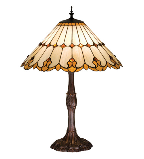 Meyda Tiffany Nouveau Cone Table Lamp - Stained Glass Nouveau Cone Table Lamp Turned On