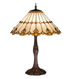 Meyda Tiffany Nouveau Cone Table Lamp - Stained Glass Nouveau Cone Table Lamp Turned On